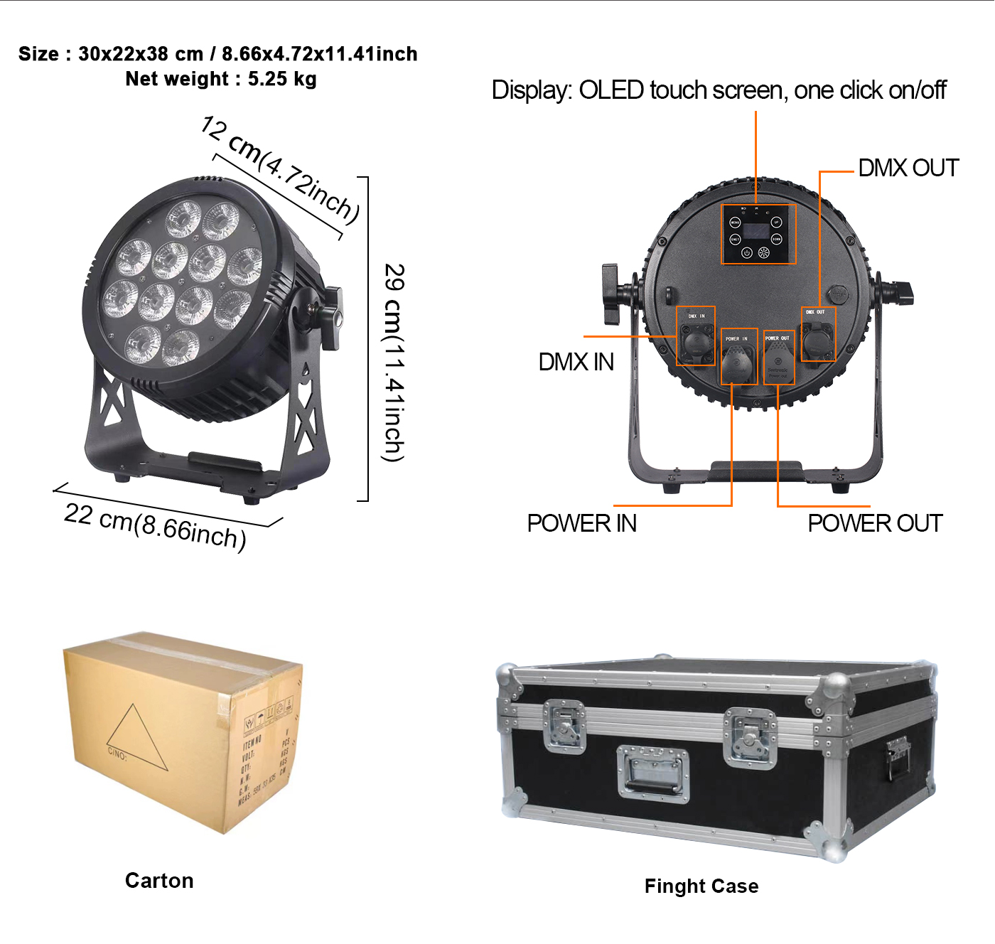 IP66 12x18w RGBAW UV Battery Wireless Wifi Uplight Waterproof Led Par Light