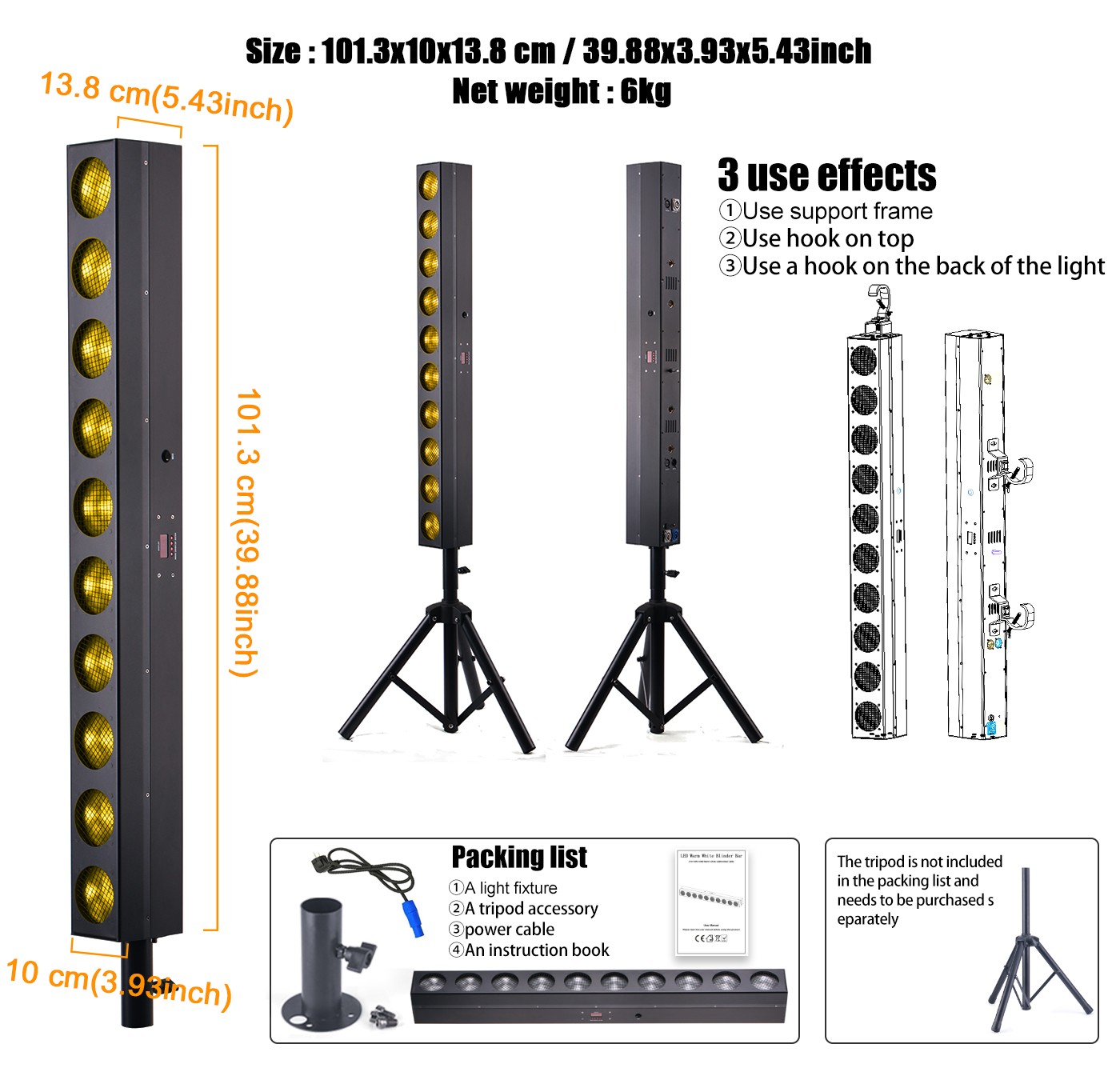 10*12W Warm White/Amber Blinder Lights Bar