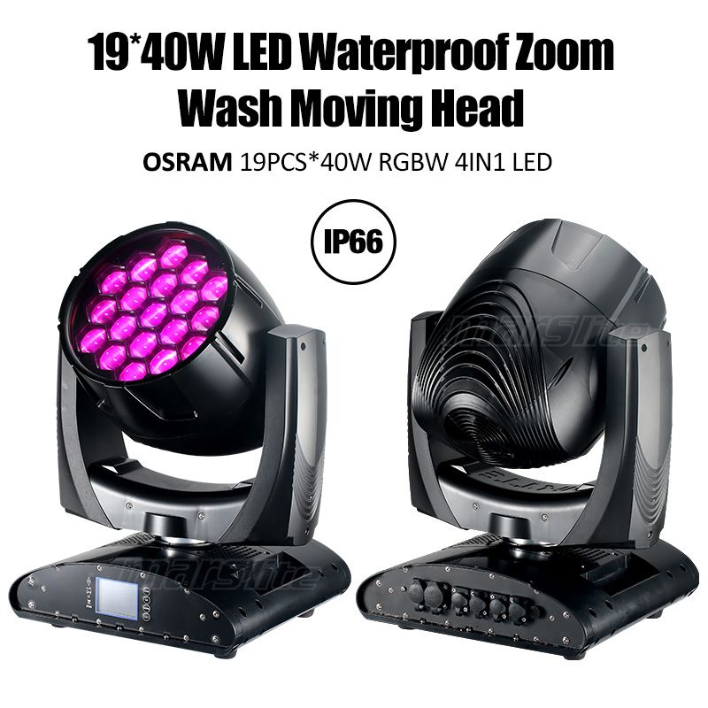 IP66 19pcs 40w Led Waterproof Zoom Wash Moving Head Light