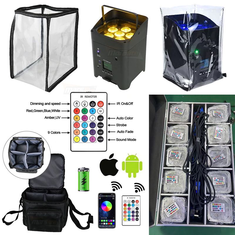 Wireless 6*18W Battery Uplights Backdrop Light RGBWA+UV Wedding Party Dj Par Wireless Uplights