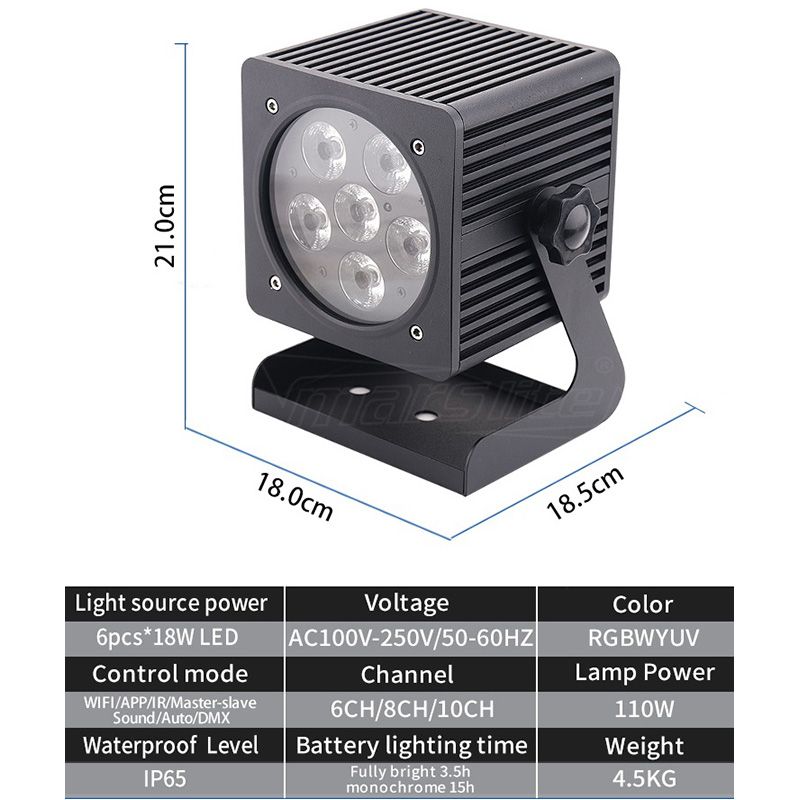 6x18W Wireless WIFI APP Par Can Uplight Battery Powered Led Uplight