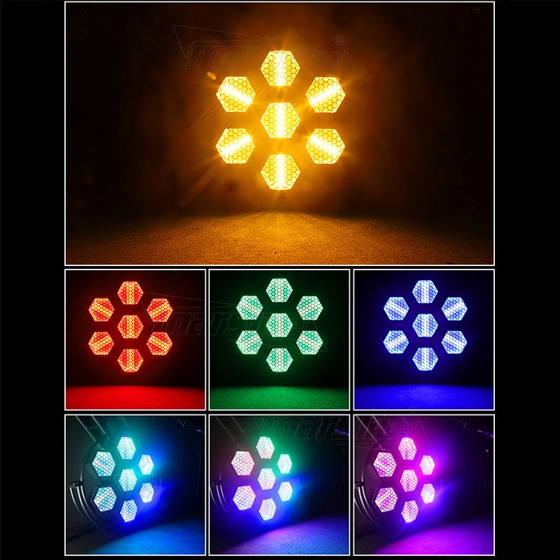 Portman Lights 7X60W Warm White+RGB Retro Stage Light DMX Atomic Vintage Halogen Effect Retro Events Dj Light