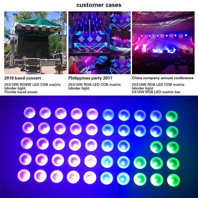 Marslite LED Matrix Blinder Light 25x10w RGBW COB Matrix DMX Blinder Background Stage Light