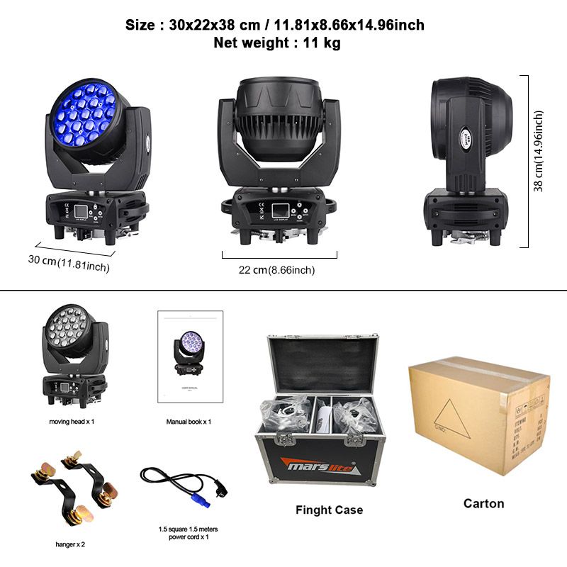 19*15W Led Zoom Wash Moving Light for Dj Party Club Bar Disco