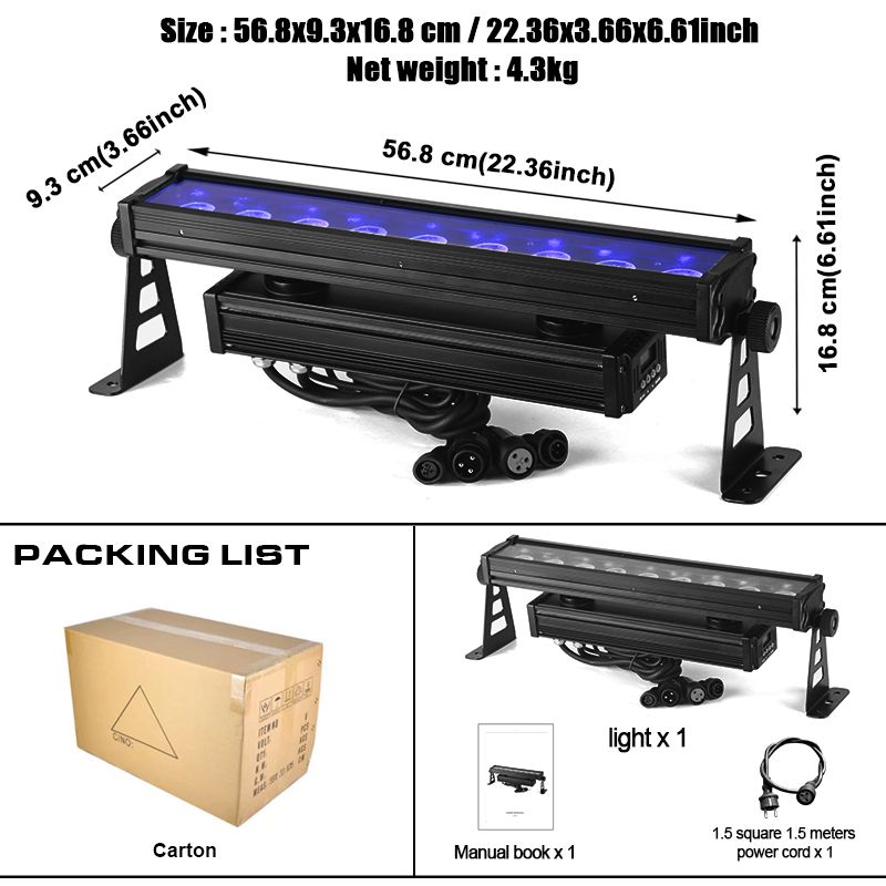 IP65 9x12w RGBWAUV Outdoor Led Wall Washer light Bar